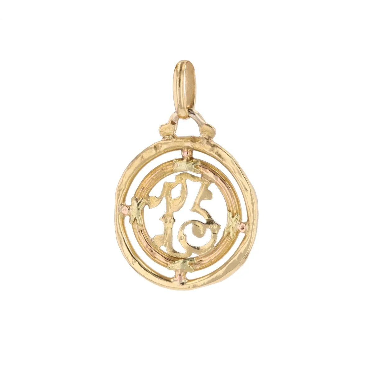 Pendentif ancien en or jaune et or vert