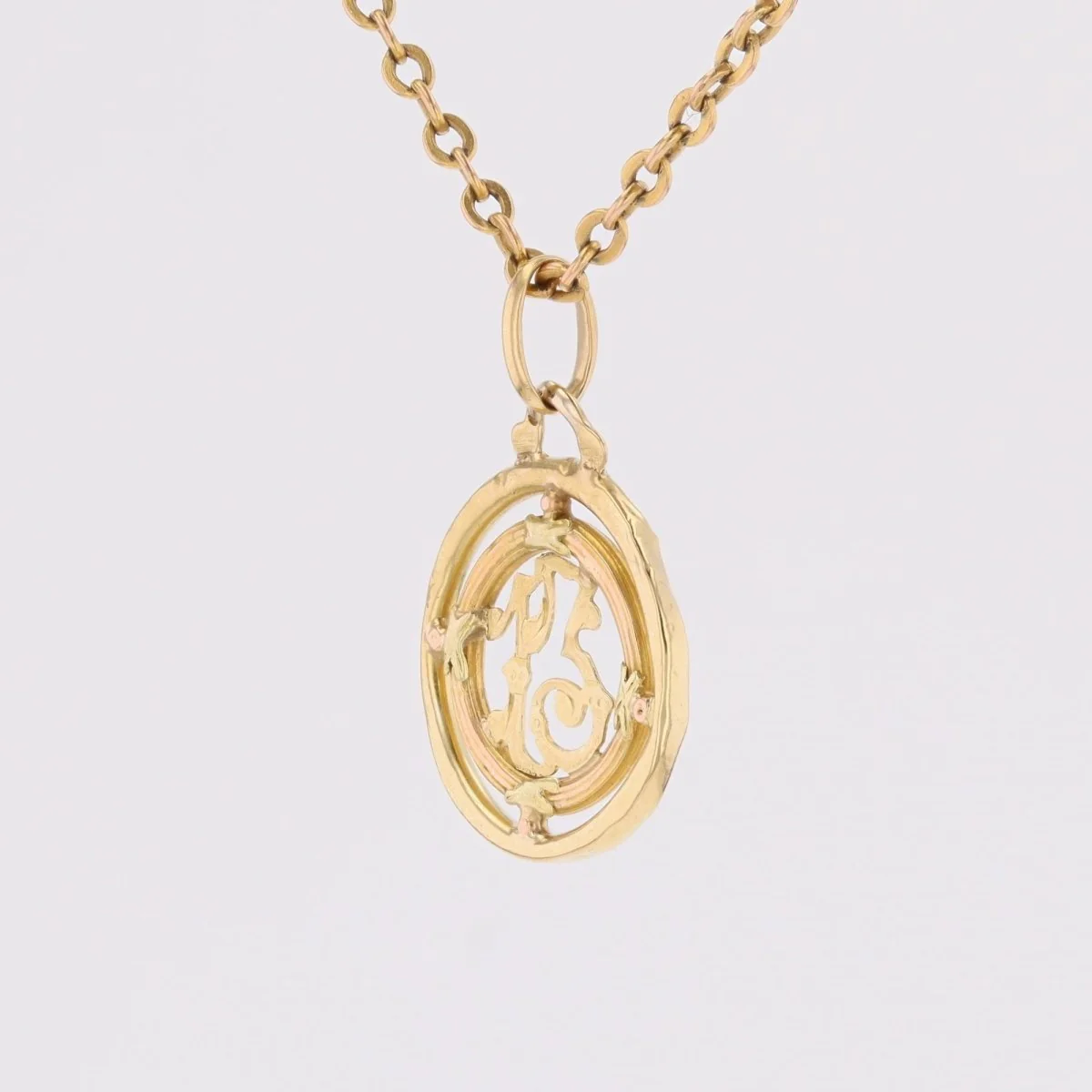 Pendentif ancien en or jaune et or vert - Image 4