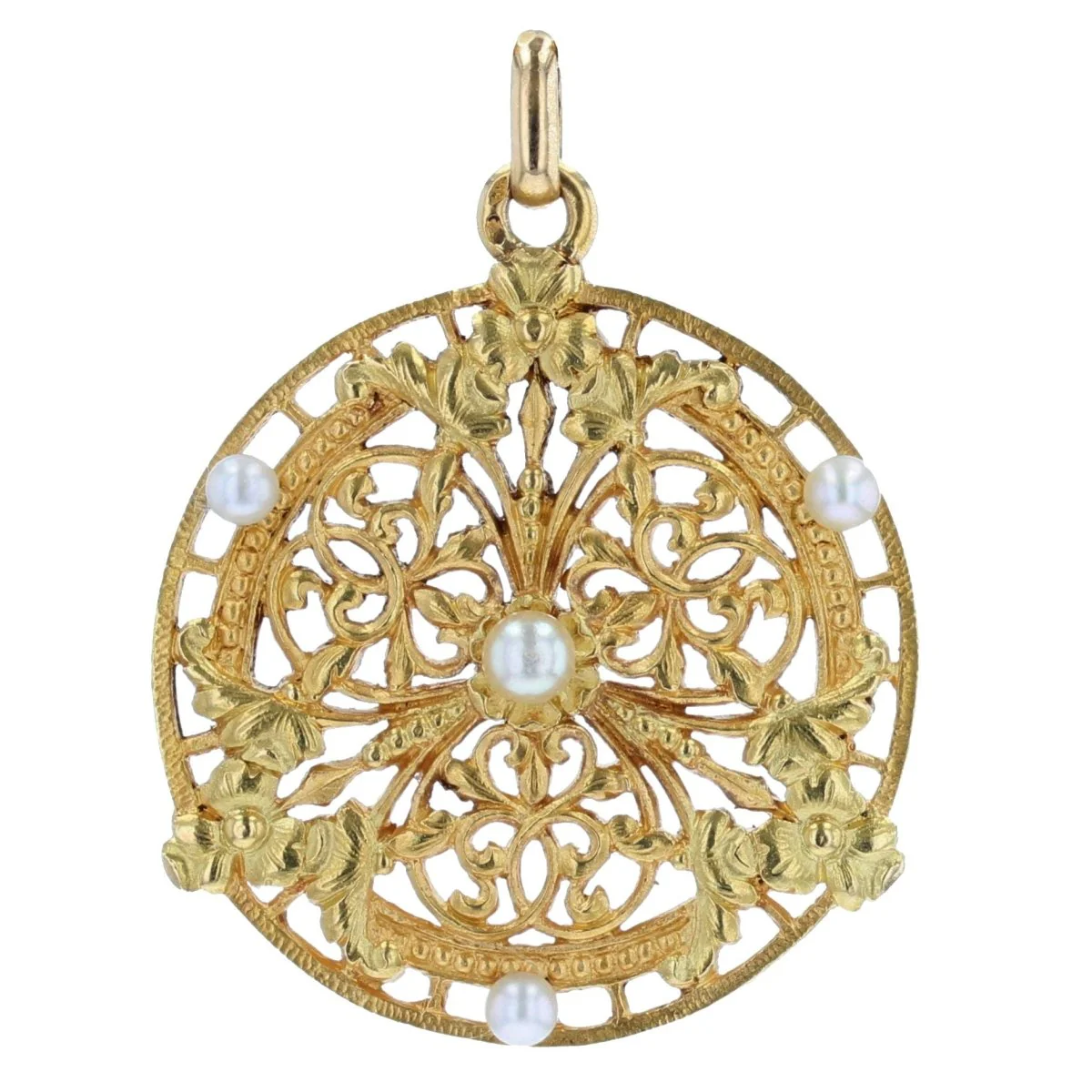 Pendentif en or jaune et perles