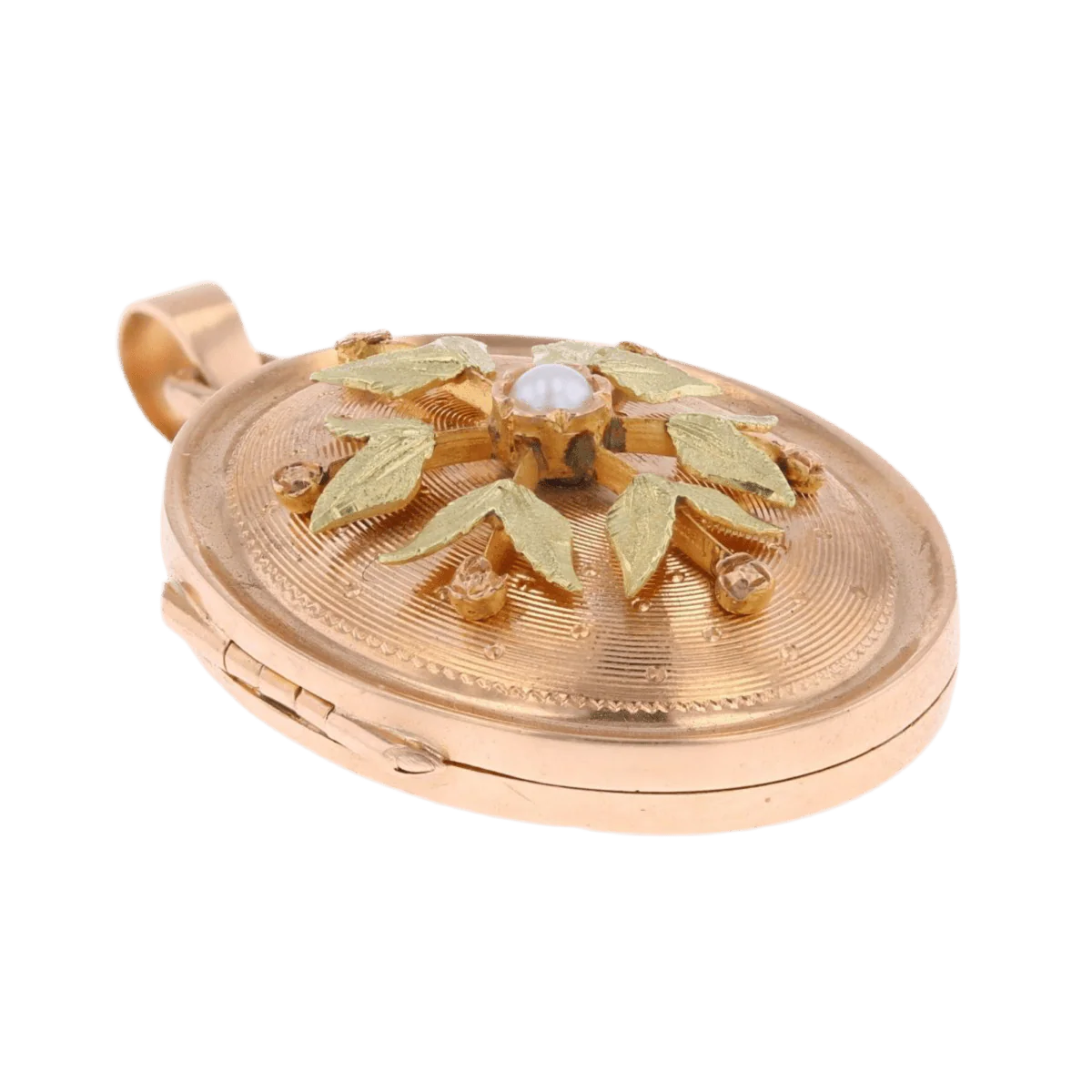 Pendentif en or rose, or vert et perle - Image 3