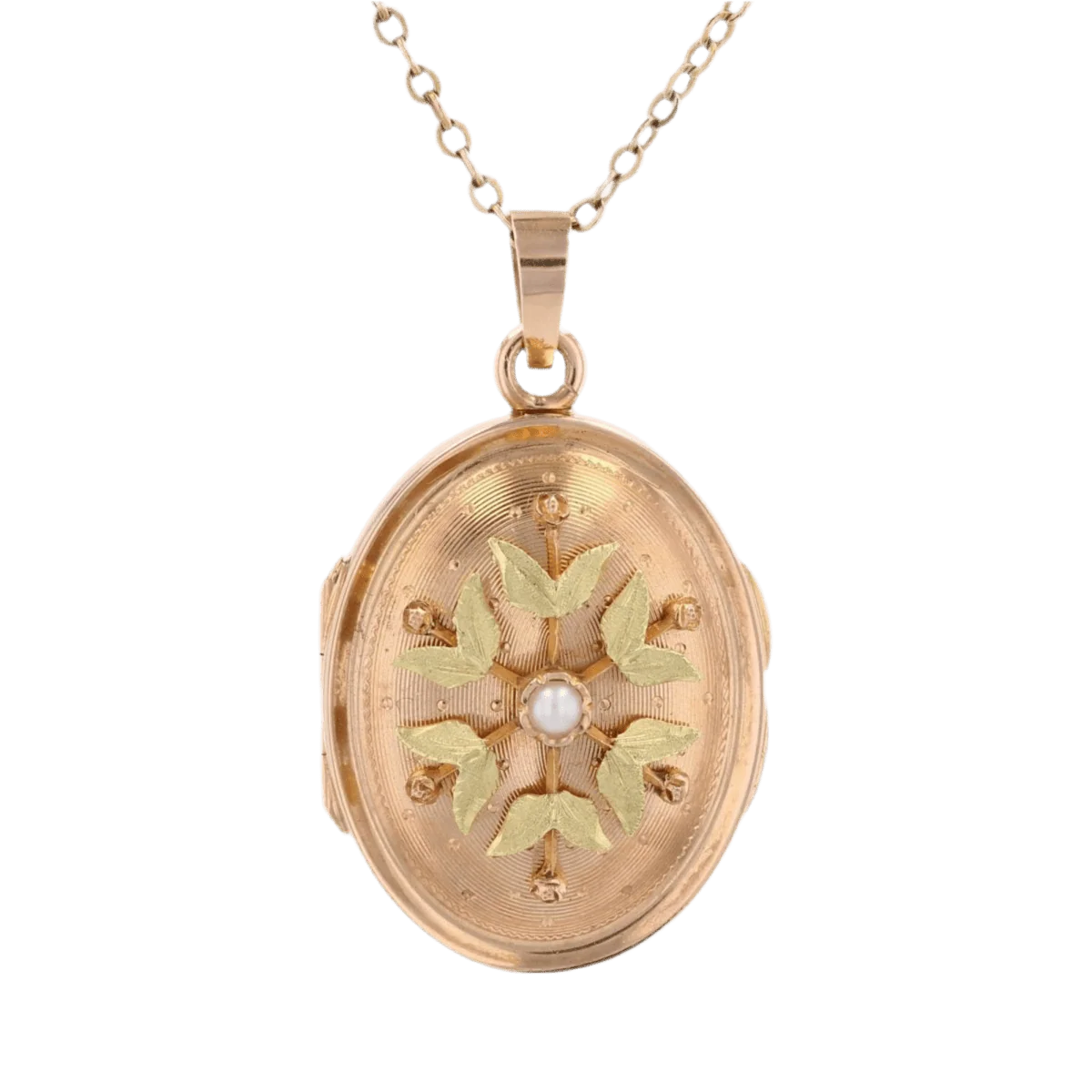 Pendentif en or rose, or vert et perle - Image 5
