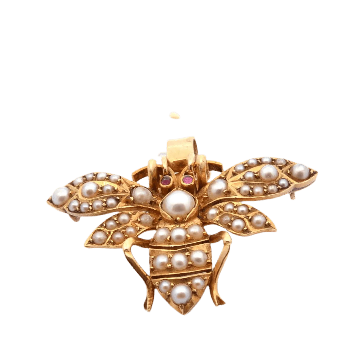 Pendentif en or jaune, perles et rubis