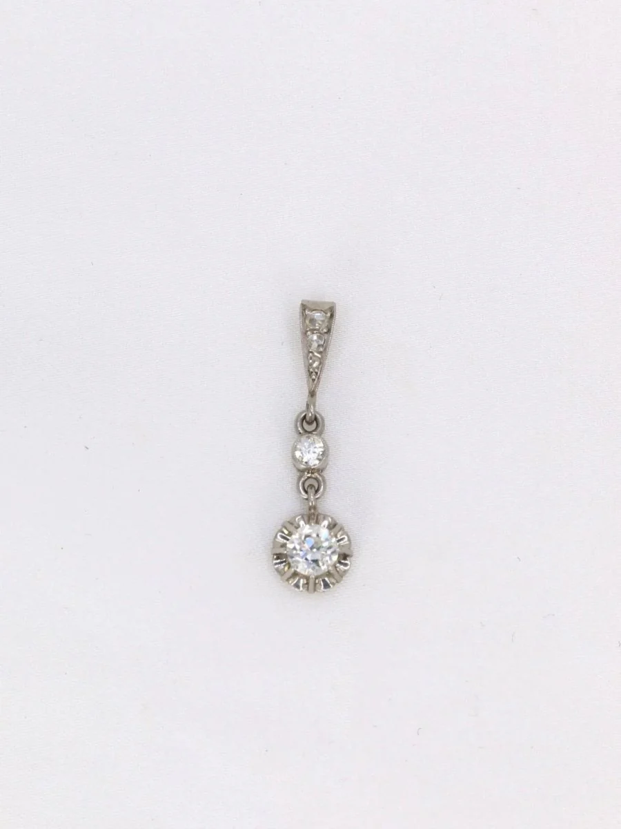 Pendentif ancien platine diamants 0,34 ct