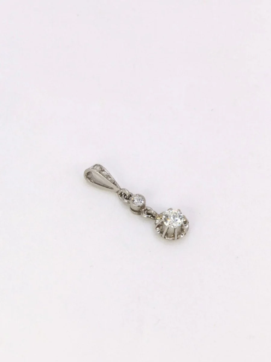 Pendentif ancien platine diamants 0,34 ct - Image 4