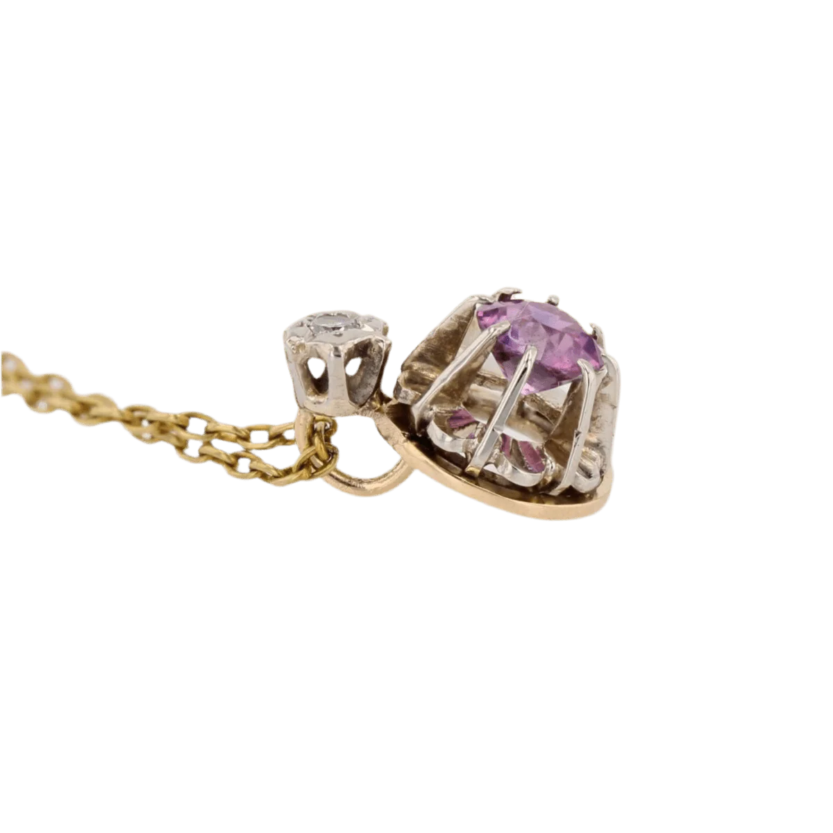 Collier Pendentif en or jaune, saphir et diamant - Image 5