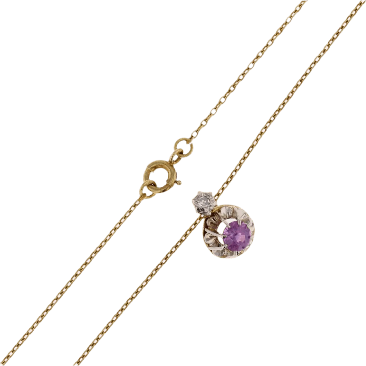 Collier Pendentif en or jaune, saphir et diamant - Image 7