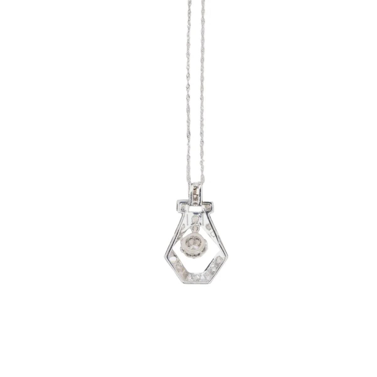 Pendentif Art Deco or blanc platine diamants - Image 3