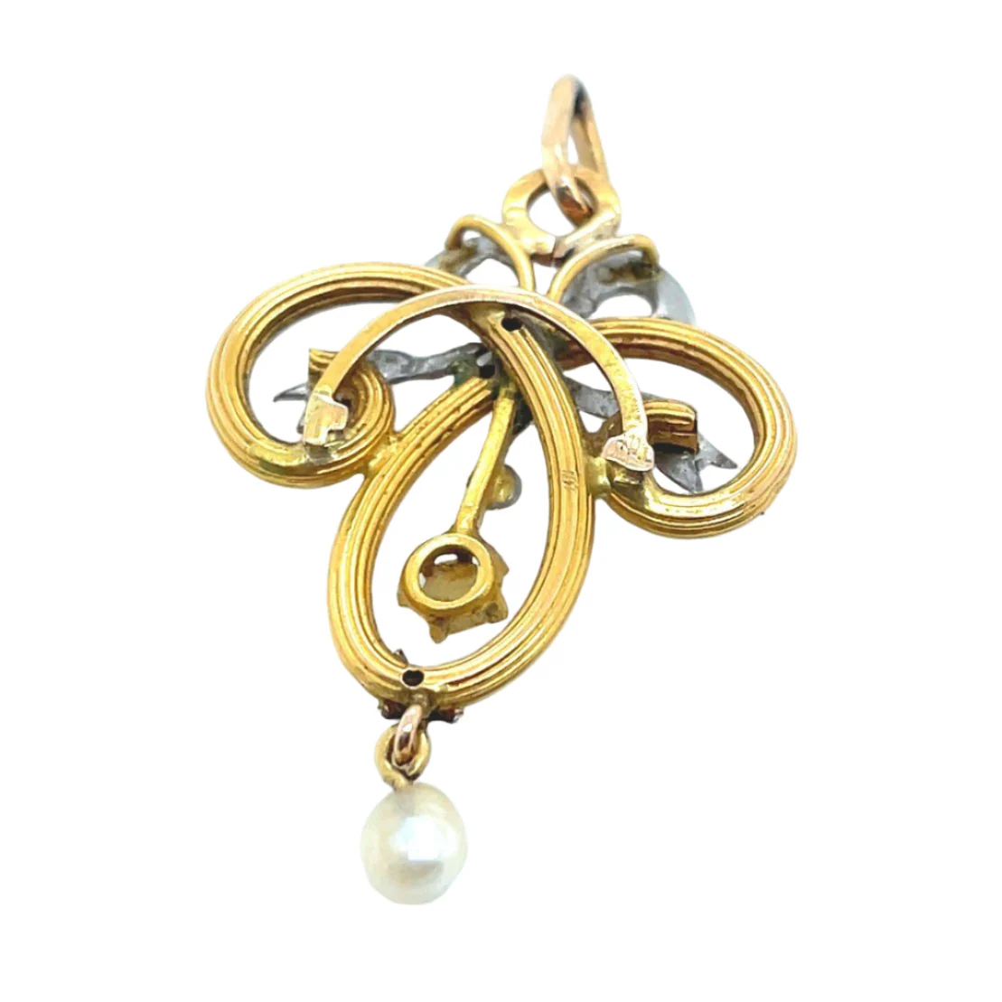 Pendentif en or jaune, or blanc, perles et diamants - Image 2
