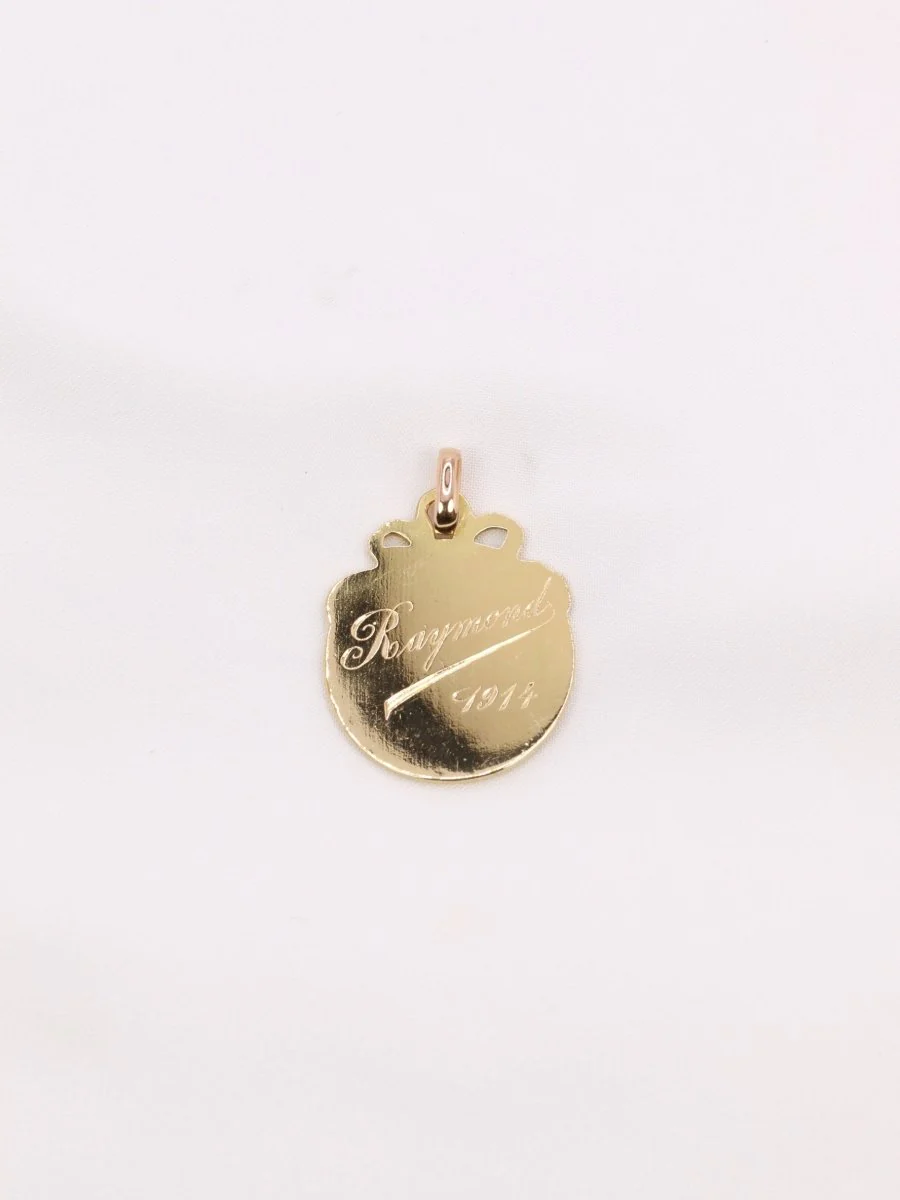 Pendentif Art-Nouveau lettre R or jaune - Image 3