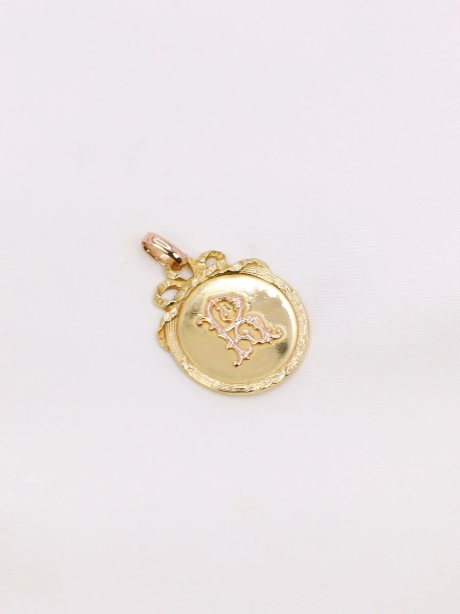 Pendentif Art-Nouveau lettre R or jaune - Image 4