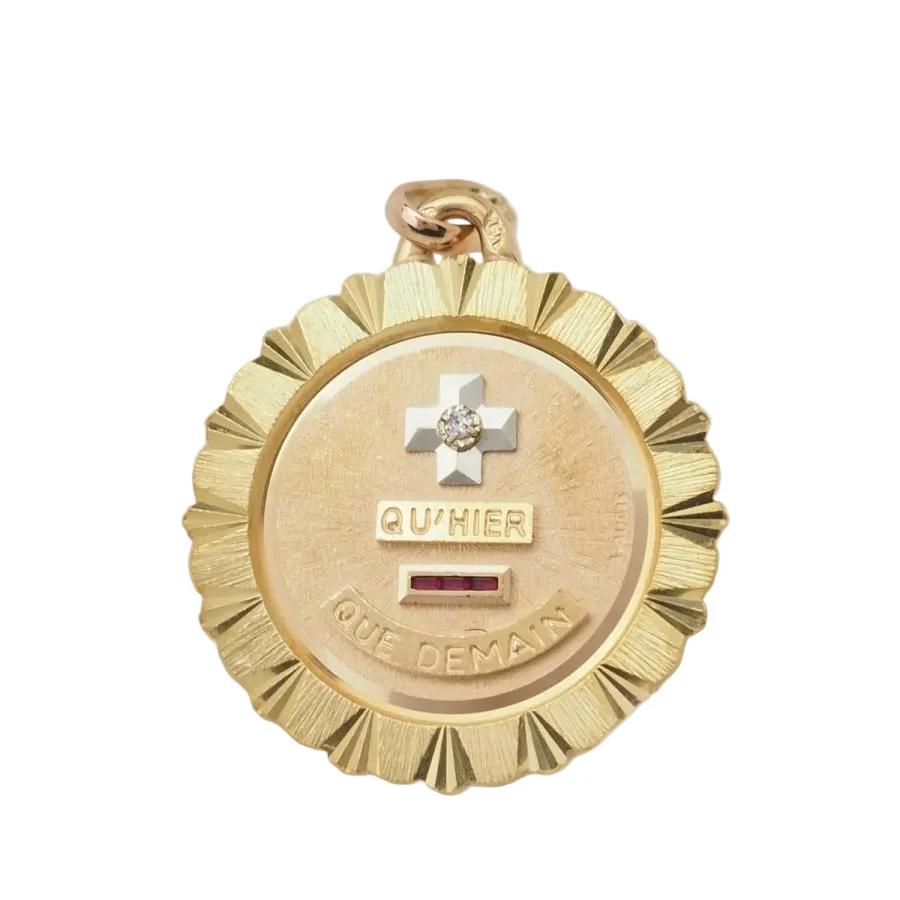 Pendentif AUGIS en or jaune, rubis et diamants