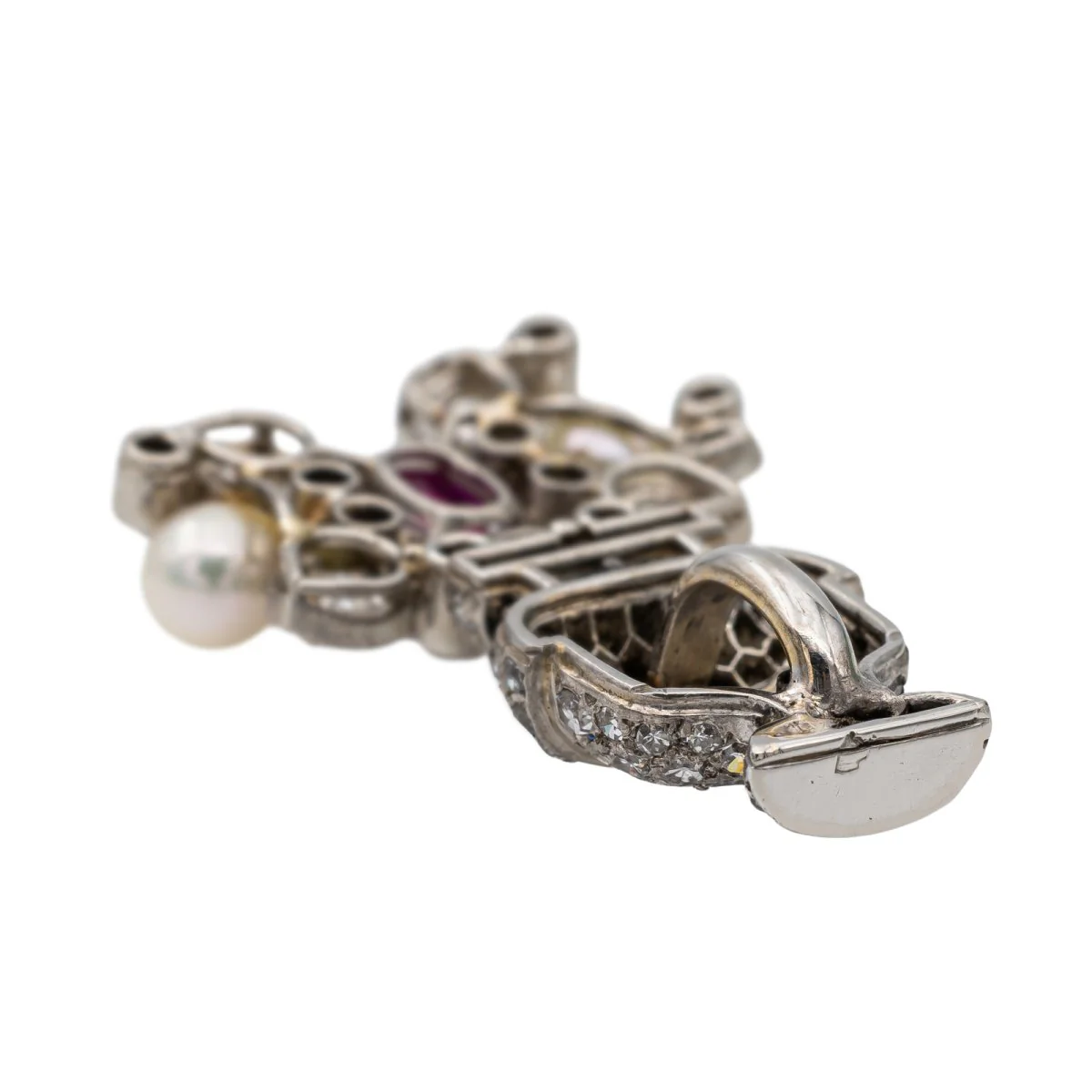 Pendentif Bouquet Platine Rubis - Image 6