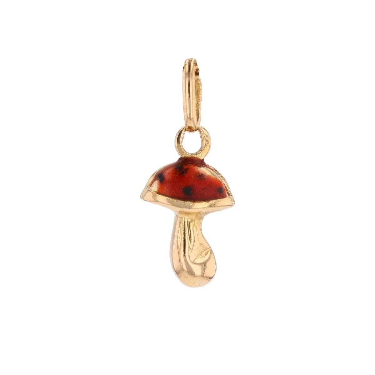 Pendentif breloque champignon en or jaune et émail