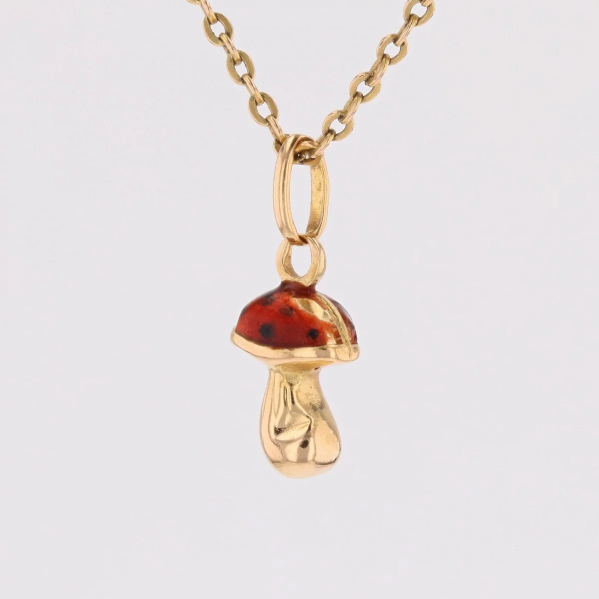 Pendentif breloque champignon en or jaune et émail - Image 4