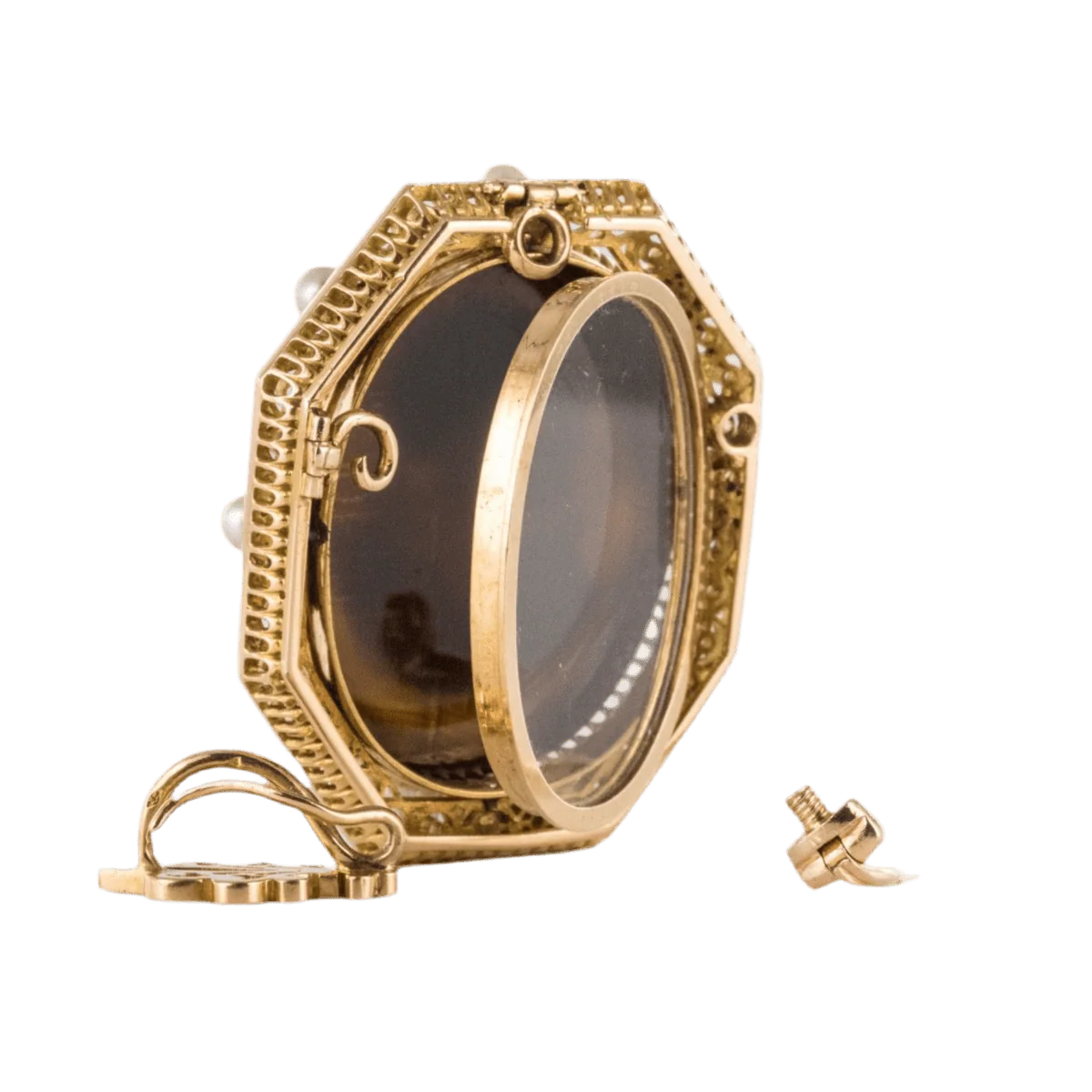 Pendentif en or jaune, agate et perles - Image 4