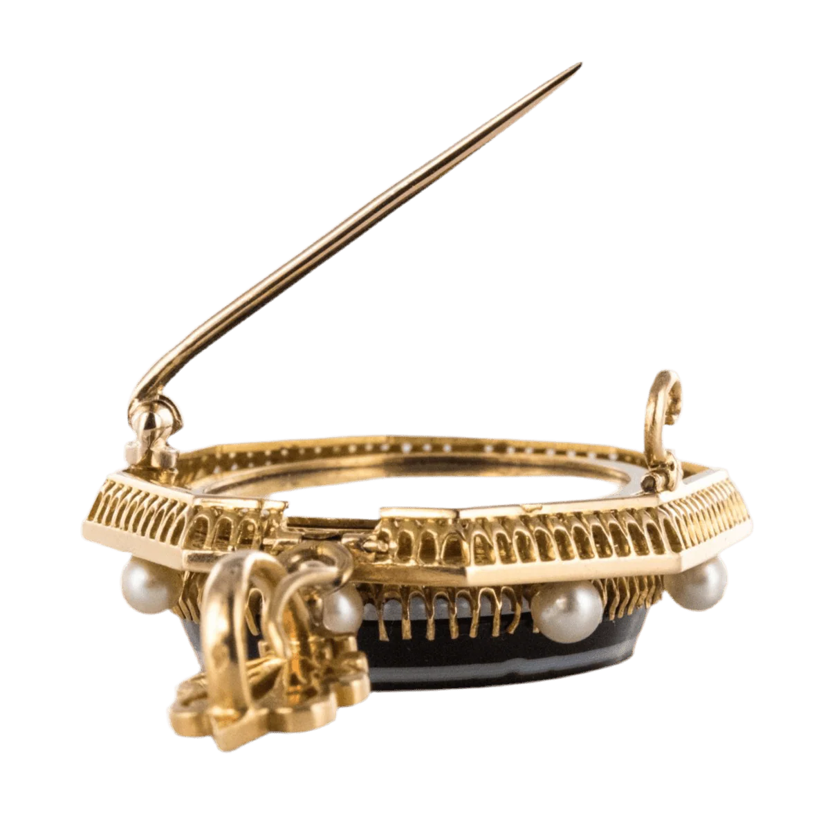 Pendentif en or jaune, agate et perles - Image 6