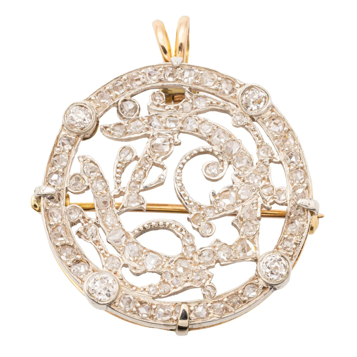 Pendentif Broche Or blanc Diamant