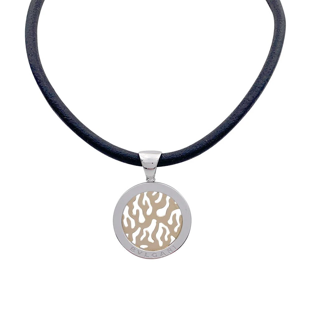 Pendentif Bulgari, "Tondo Fire", acier, or jaune