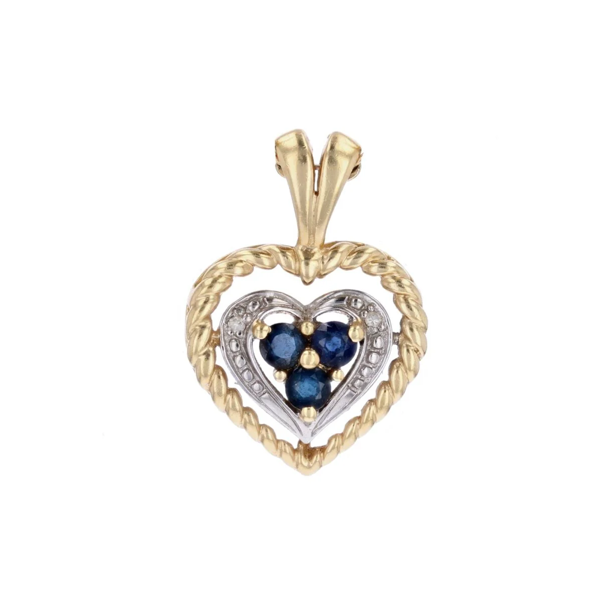 Pendentif en or jaune, or blanc, saphirs et diamants
