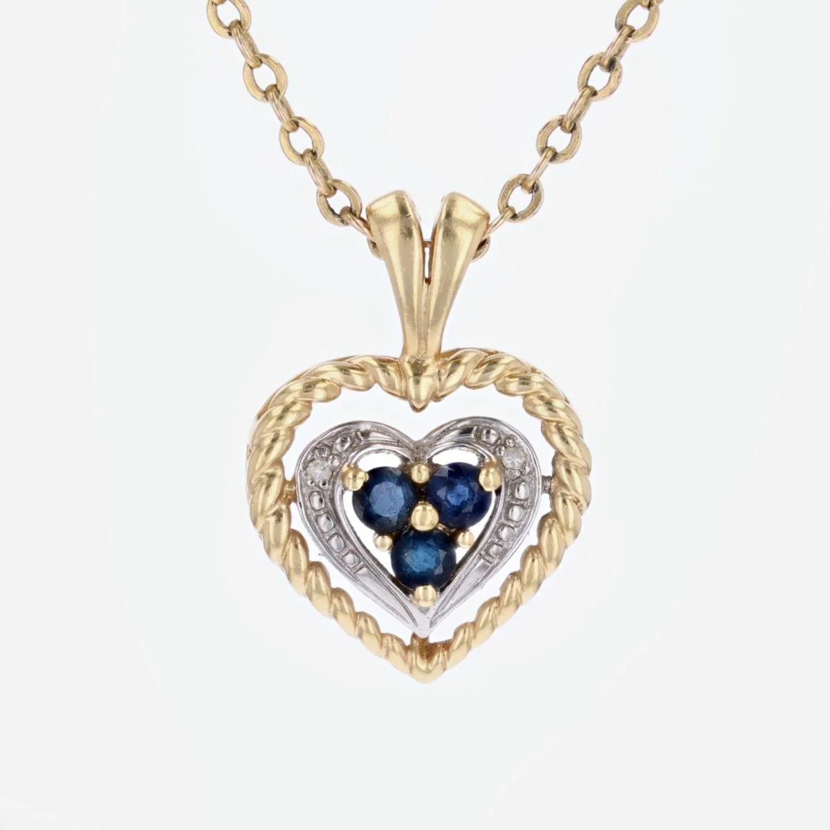 Pendentif en or jaune, or blanc, saphirs et diamants - Image 4