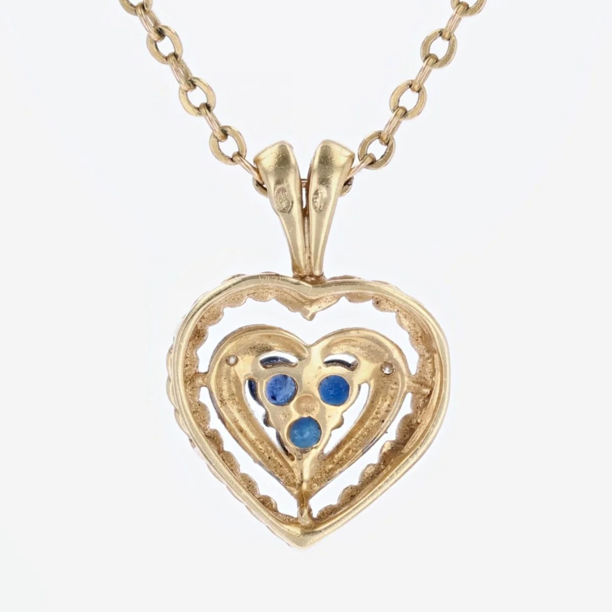 Pendentif en or jaune, or blanc, saphirs et diamants - Image 5