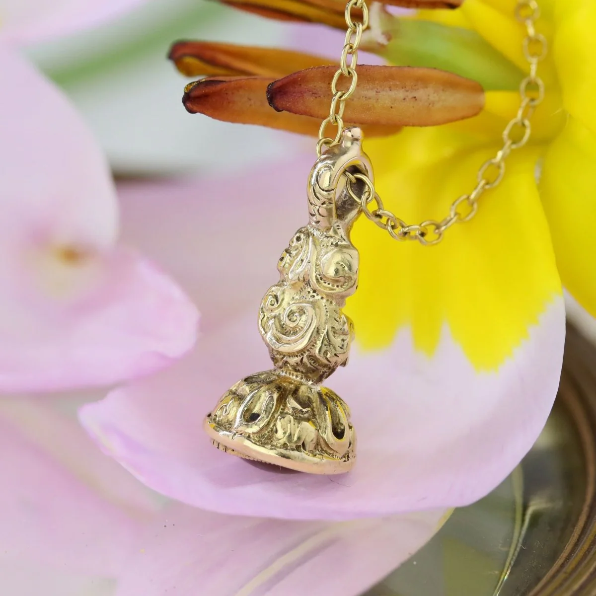 Pendentif cachet en or jaune et verre - Image 3
