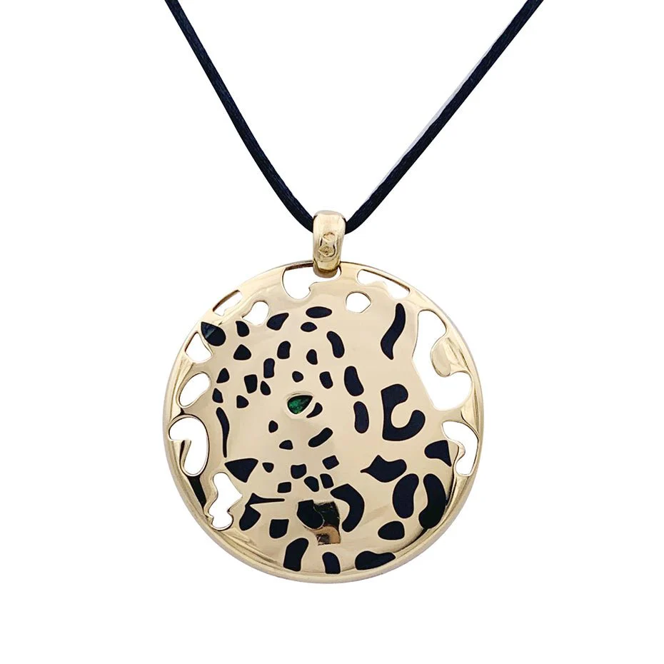 Pendentif CARTIER "Cartier Sauvage" en or jaune, émail et tsavorite - Image 3