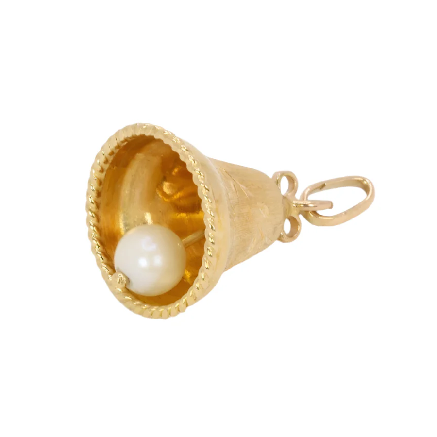 Pendentif charms vintage cloche or jaune perle - Image 3