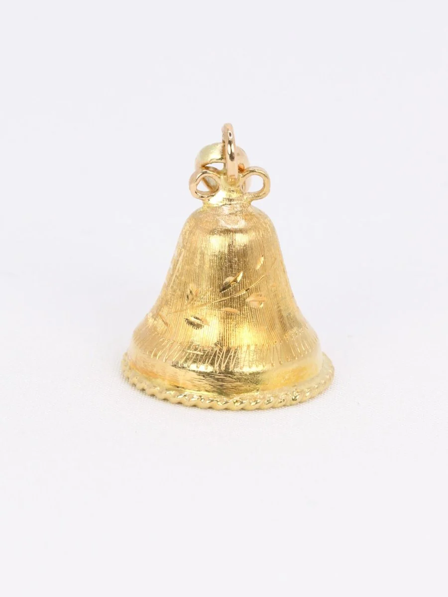Pendentif charms vintage cloche or jaune perle - Image 6