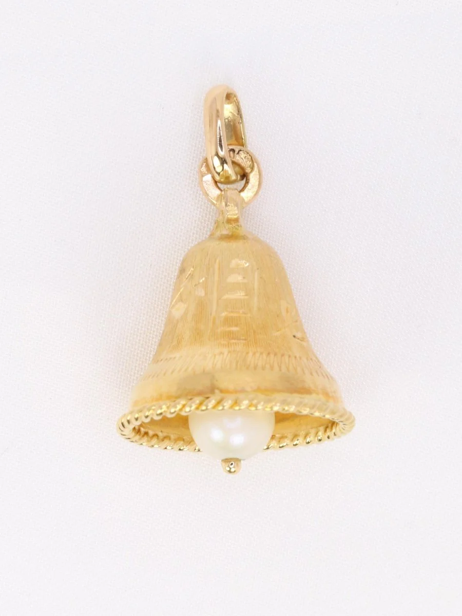 Pendentif charms vintage cloche or jaune perle - Image 7