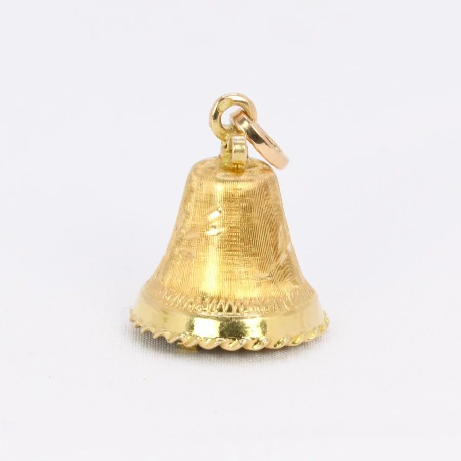 Pendentif charms vintage cloche or jaune pierre bleue - Image 5