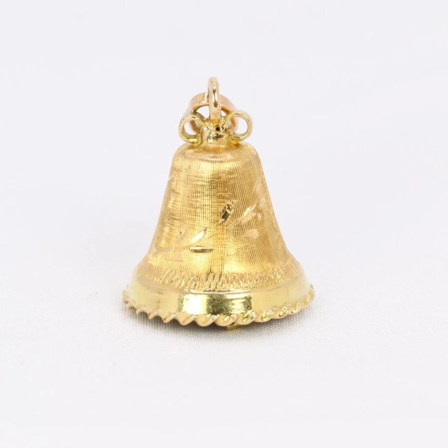 Pendentif charms vintage cloche or jaune pierre bleue - Image 6
