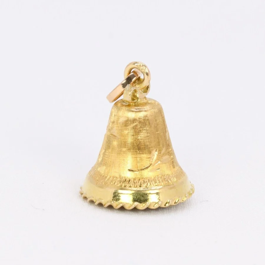 Pendentif charms vintage cloche or jaune pierre bleue - Image 8