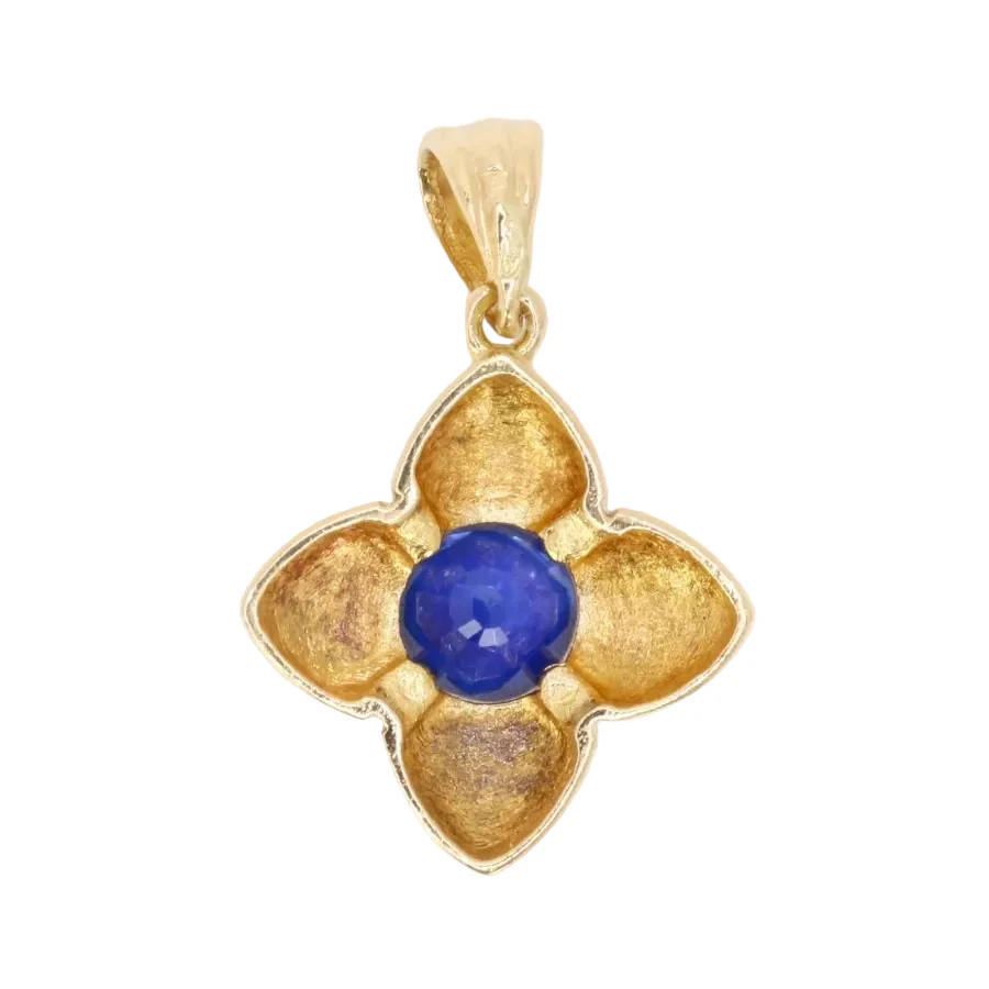 Pendentif charms vintage fleur or jaune saphir - Image 3
