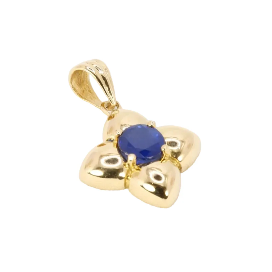 Pendentif charms vintage fleur or jaune saphir - Image 4