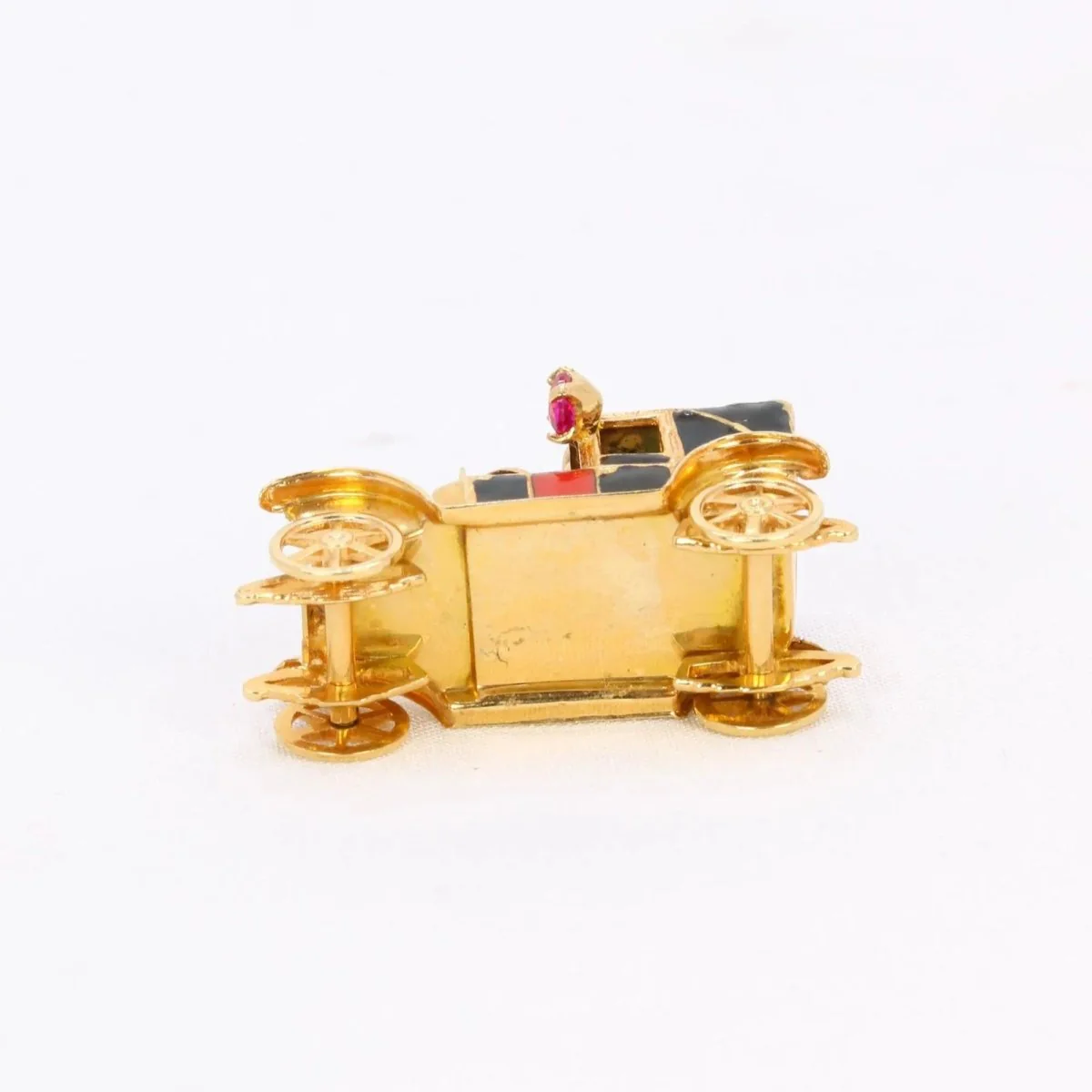 Pendentif charms vintage voiture ancienne or jaune rubis email - Image 8