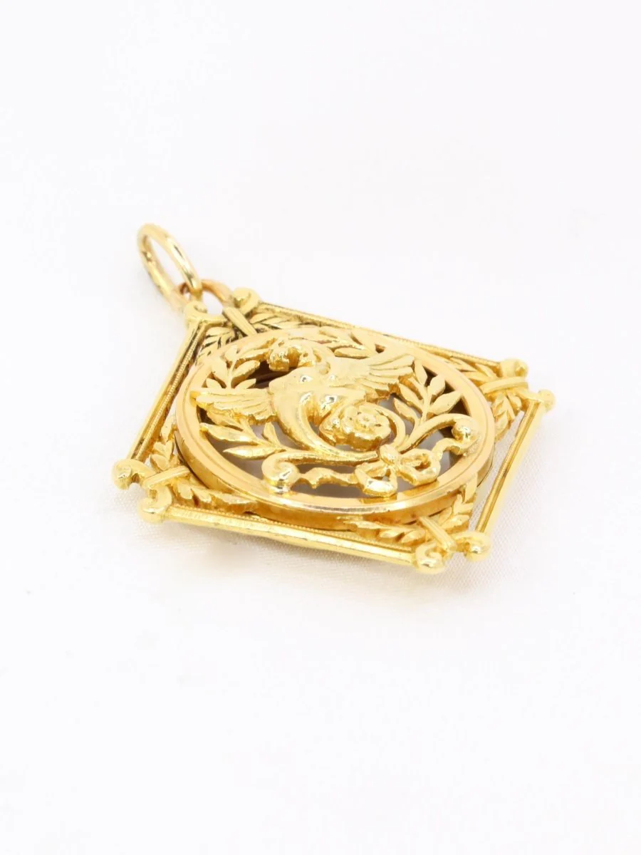 Pendentif Chimère Art Nouveau or jaune nacre - Image 5