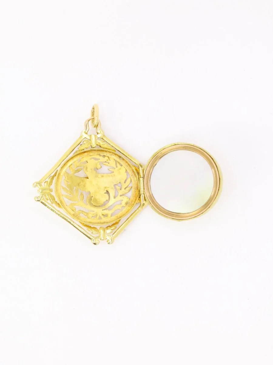 Pendentif Chimère Art Nouveau or jaune nacre - Image 6