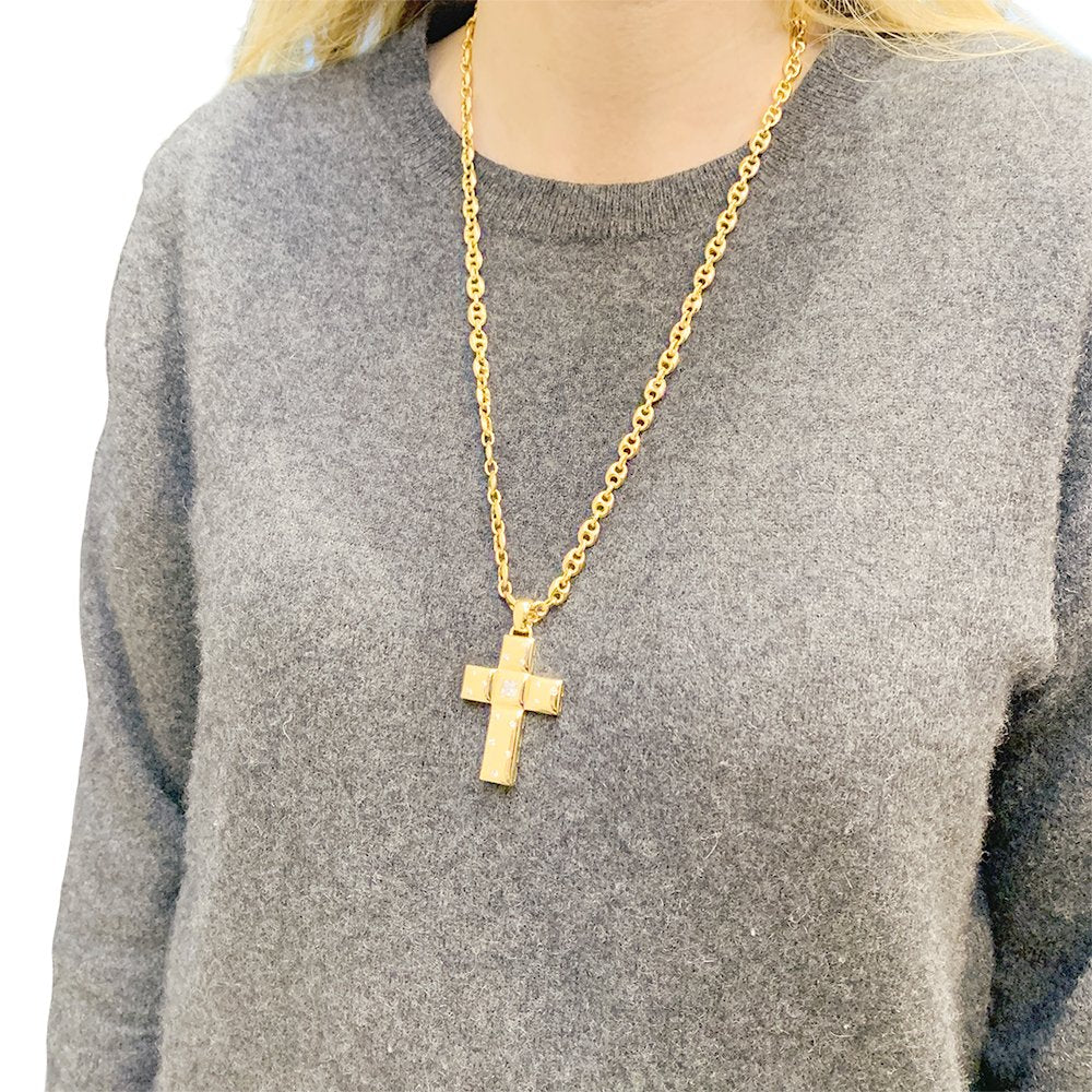Pendentif Croix CHOPARD en or jaune et diamants - Image 2