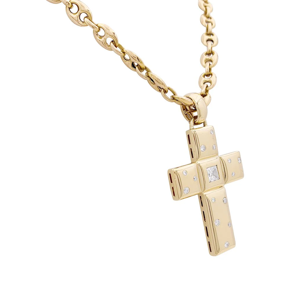 Pendentif Croix CHOPARD en or jaune et diamants - Image 6