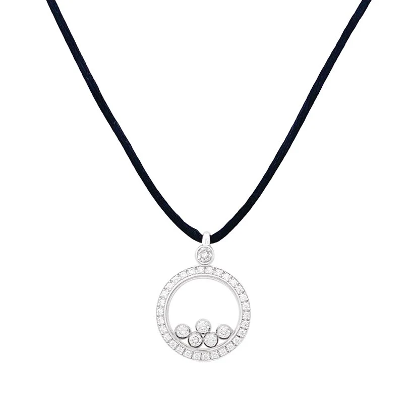Pendentif CHOPARD "Happy Diamonds" en or blanc et diamants