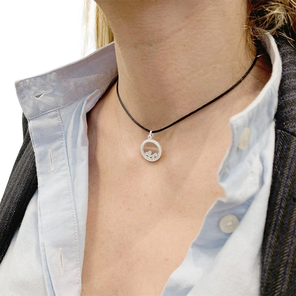 Pendentif CHOPARD "Happy Diamonds" en or blanc et diamants - Image 6