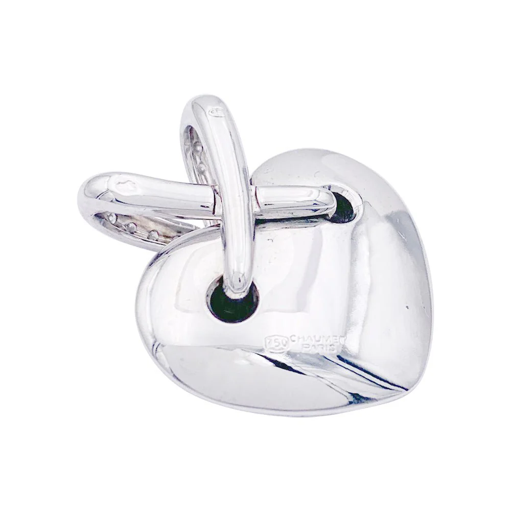 Pendentif coeur Chaumet, collection "Liens", or blanc et diamants. - Image 2