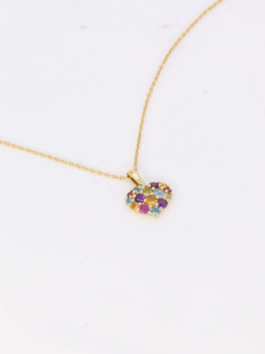 Pendentif cœur vintage en or jaune et pierres fines - Image 3