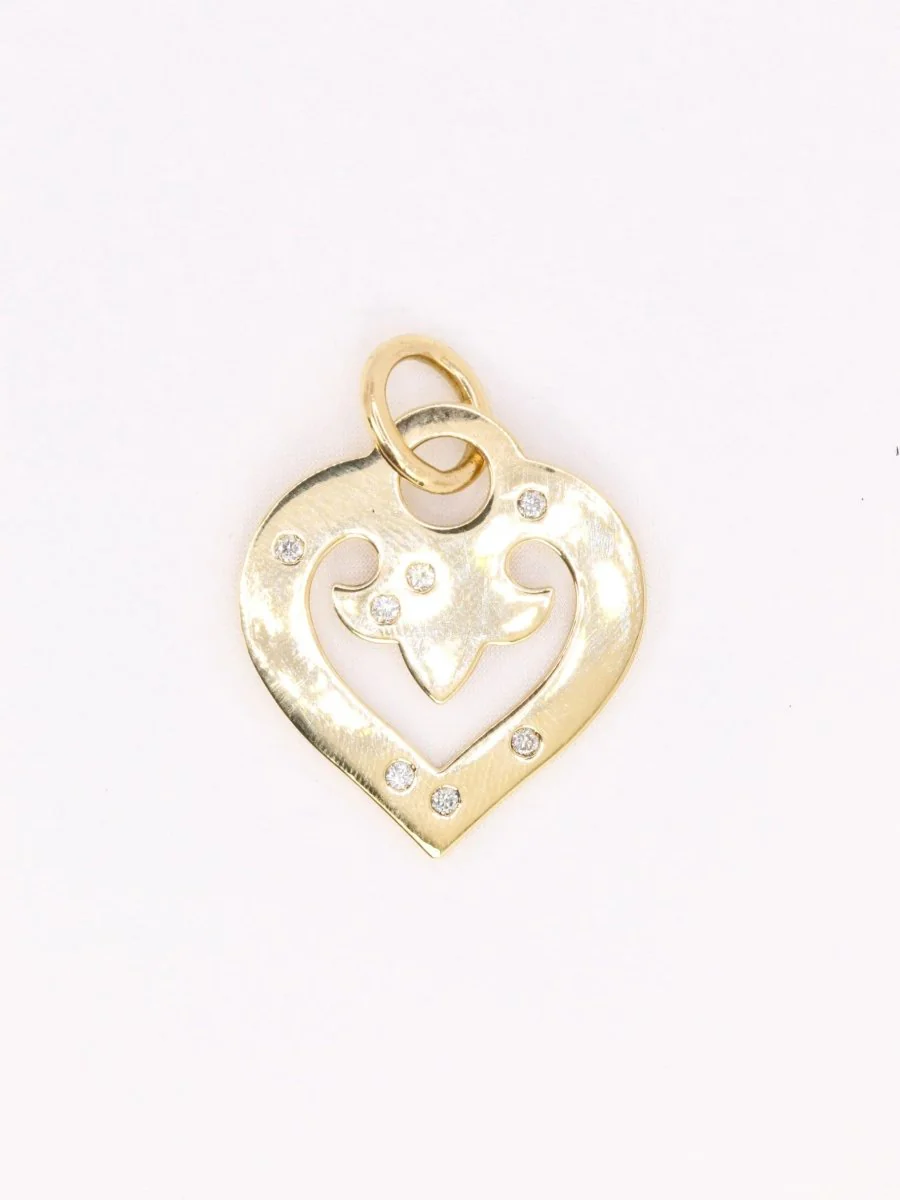 Pendentif coeur OJ Perrin or jaune diamants - Image 4