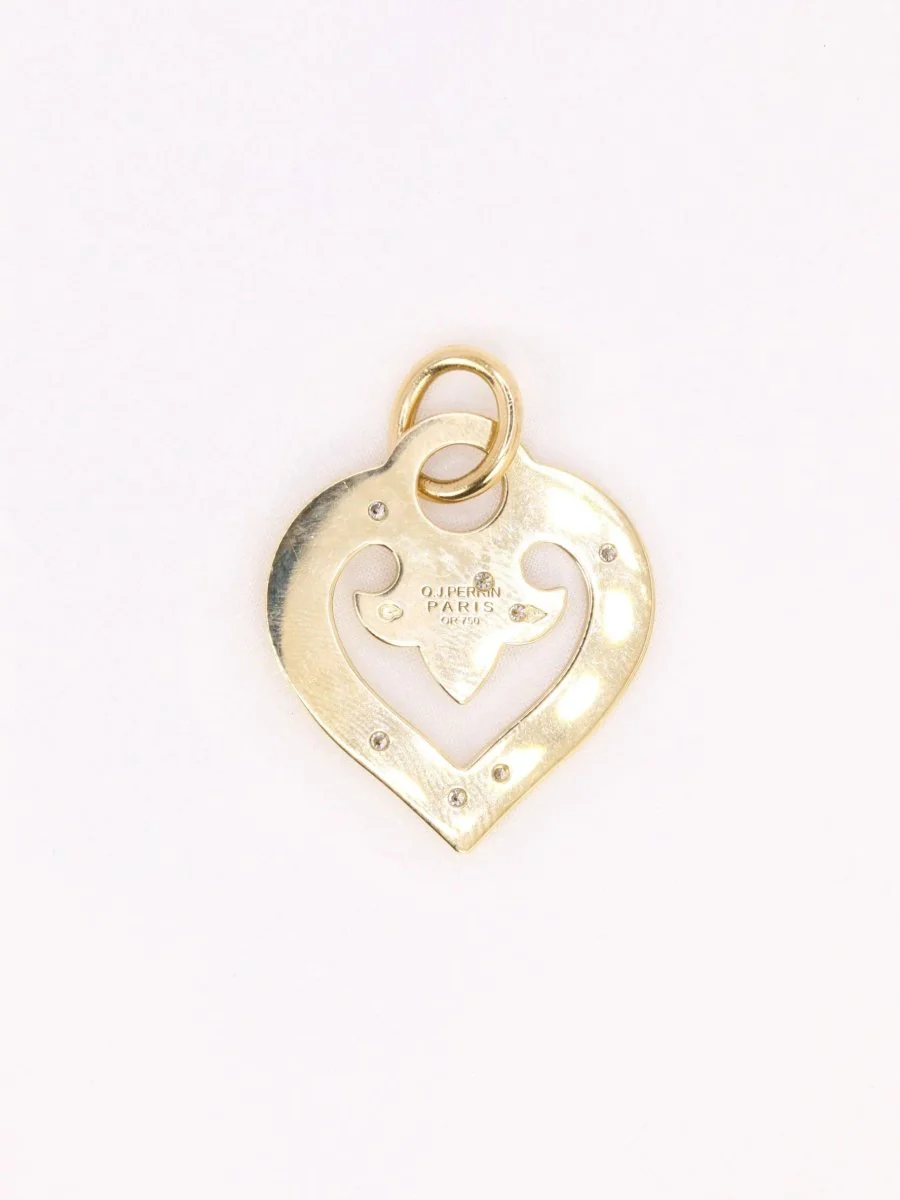 Pendentif coeur OJ Perrin or jaune diamants - Image 5