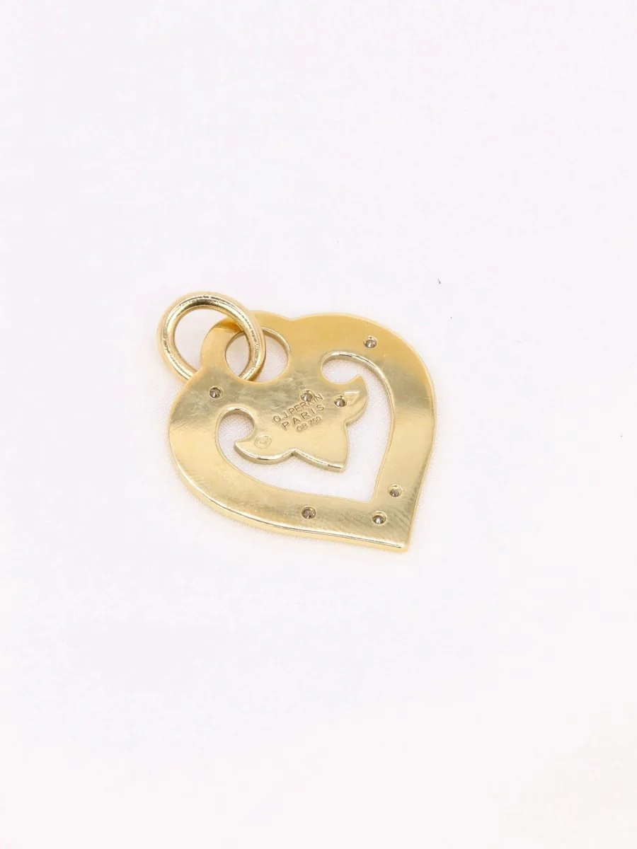 Pendentif coeur OJ Perrin or jaune diamants - Image 6