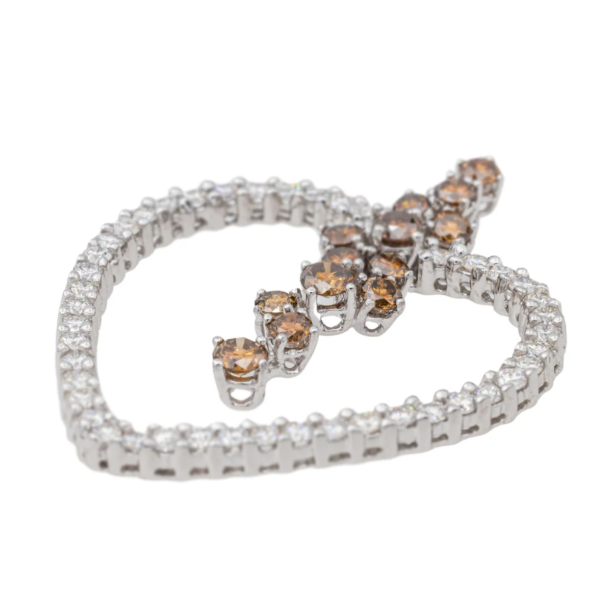 Pendentif Coeur Or blanc Diamant - Image 2