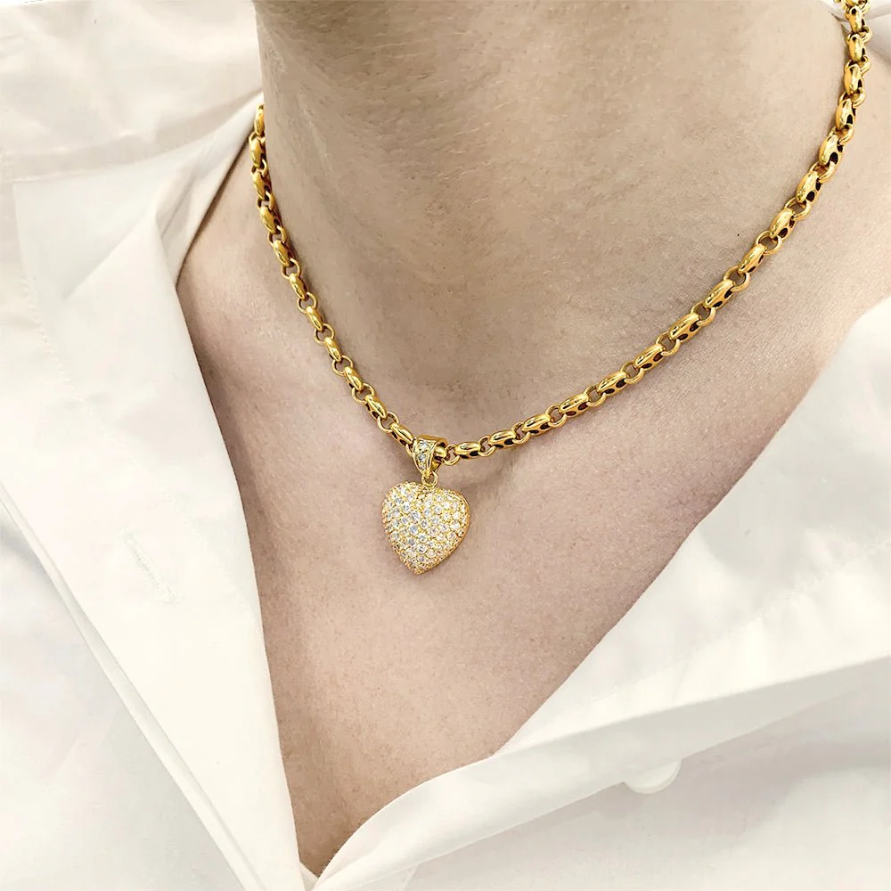 Pendentif Coeur or jaune et diamants - Image 6
