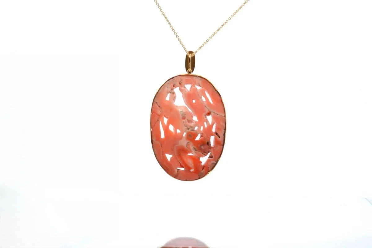 Pendentif corail et perles de culture en or - Image 3